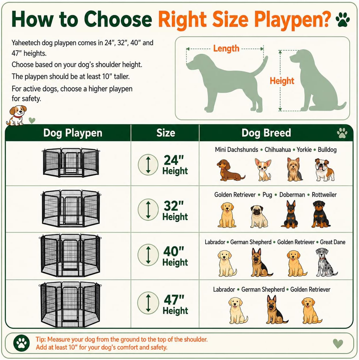 24-Inch Dog Playpen with 16 Panels - Indoor and Outdoor Pet Fence for Home, Yard, and Camping