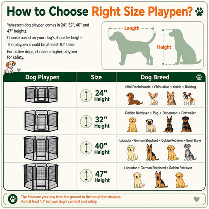 24-Inch Dog Playpen with 16 Panels - Indoor and Outdoor Pet Fence for Home, Yard, and Camping