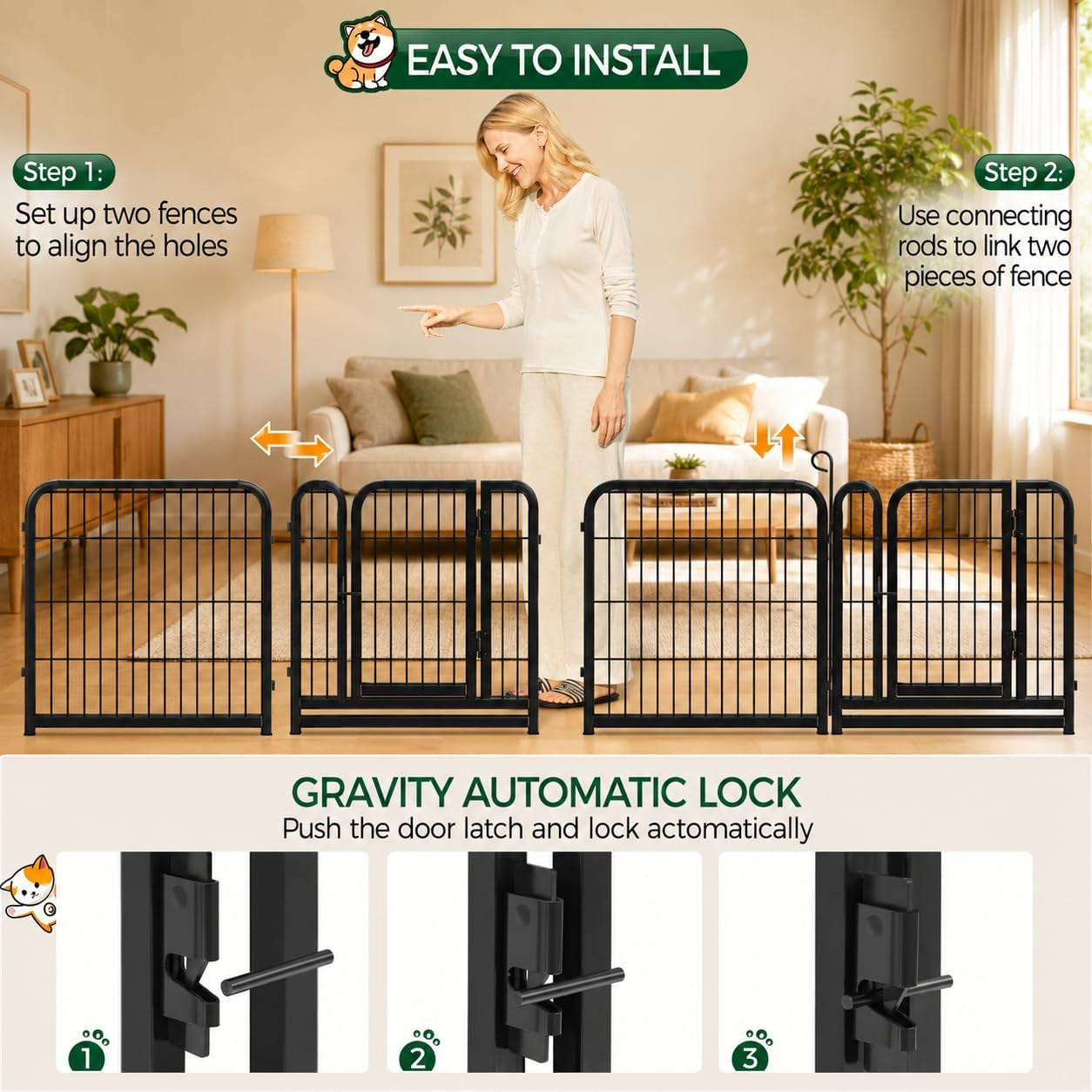24-Inch Dog Playpen with 16 Panels - Indoor and Outdoor Pet Fence for Home, Yard, and Camping