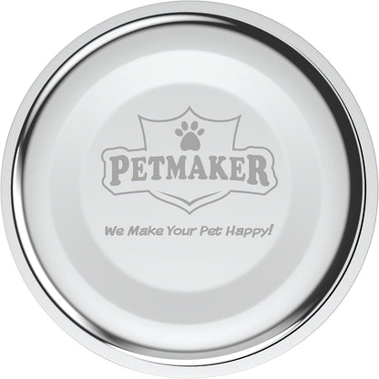 Set of 2 Stainless Steel Dog Bowls - 40 Oz Pet Bowls with Decorative Stand - Metal Food and Water Dishes for Large Pets - Puppy Essentials (Silver/Black)