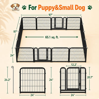 24-Inch Dog Playpen with 16 Panels - Indoor and Outdoor Pet Fence for Home, Yard, and Camping