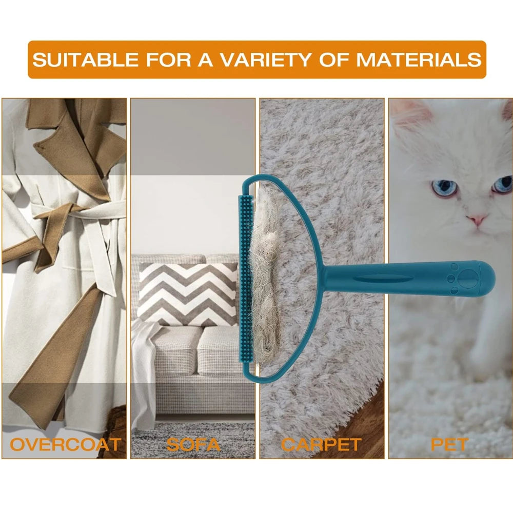 Portable Double-Sided Silicone Pet Hair Remover Brush for Sweaters and Wool Coats