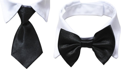 Pet Tuxedo Cotton Collar with Black Tie for Small, Medium, and Large Dogs