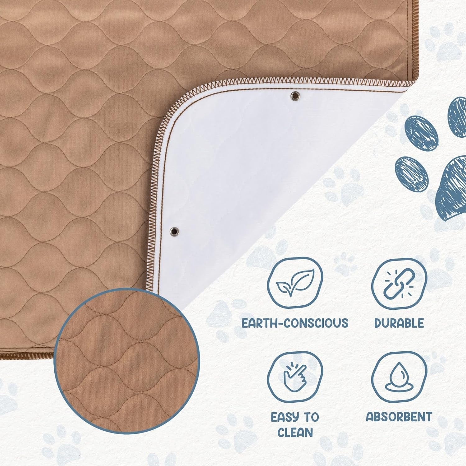 Premium Reusable Dog Pee Pads, Washable Waterproof Mat 60" x 60", Single Pack