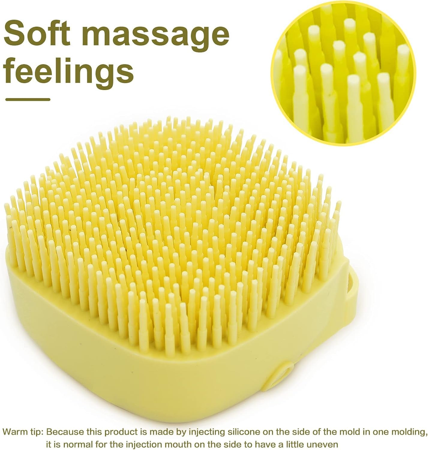 Pet Bath Brush with Integrated Shampoo Dispenser for Dogs (Yellow)