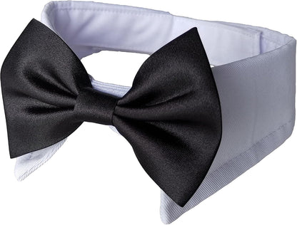 Pet Tuxedo Cotton Collar with Black Tie for Small, Medium, and Large Dogs