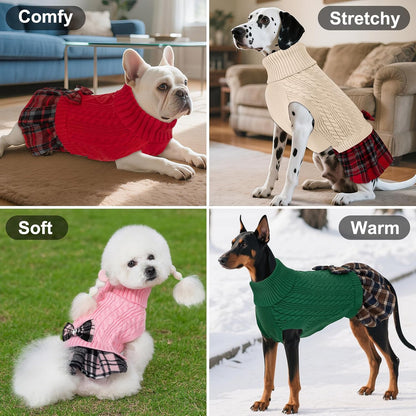 Dog Sweater Dress for Small Dogs Turtleneck Thick Knit Pullover