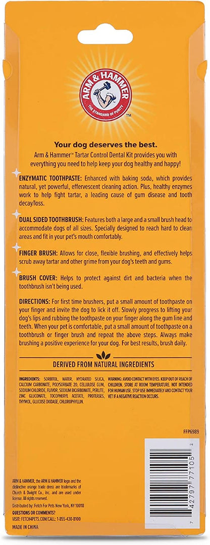 Tartar Control Dog Dental Care Set, Banana Mint Flavor, 3-Piece