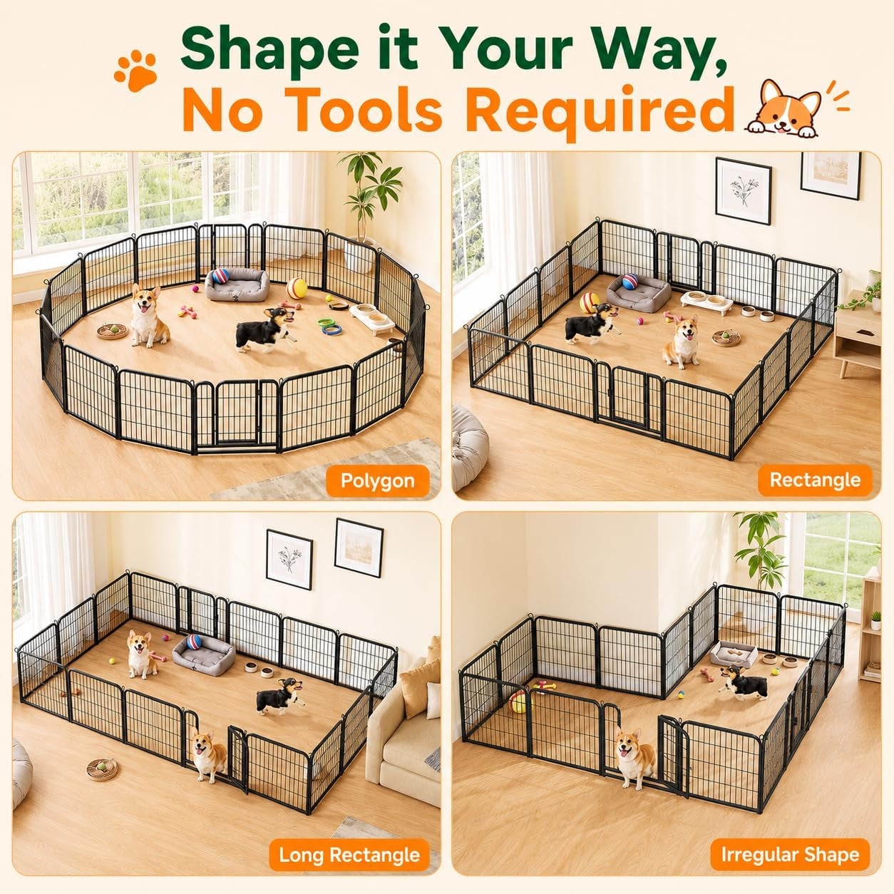 24-Inch Dog Playpen with 16 Panels - Indoor and Outdoor Pet Fence for Home, Yard, and Camping