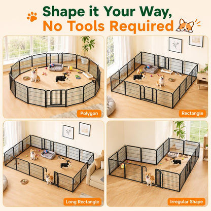 24-Inch Dog Playpen with 16 Panels - Indoor and Outdoor Pet Fence for Home, Yard, and Camping