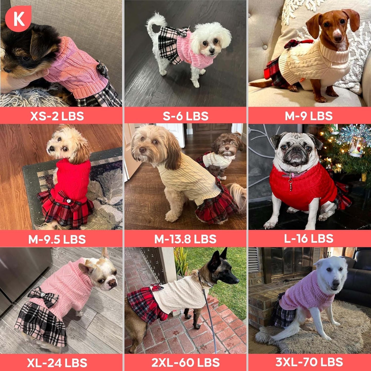 Dog Sweater Dress for Small Dogs Turtleneck Thick Knit Pullover