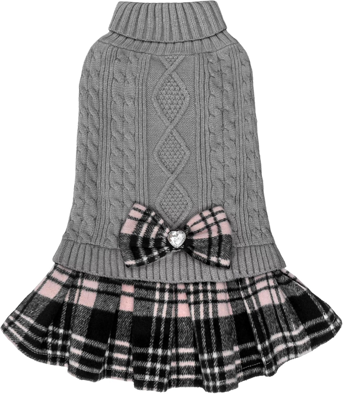 Dog Sweater Dress for Small Dogs Turtleneck Thick Knit Pullover