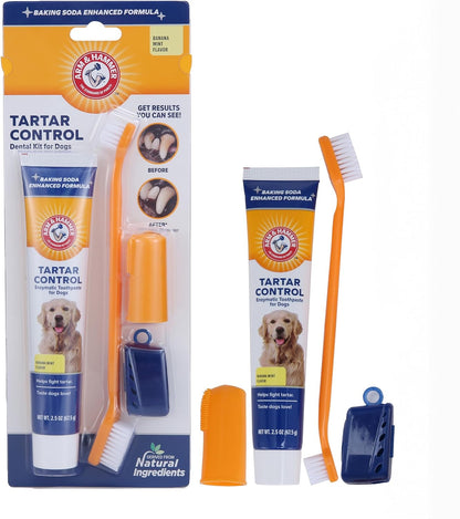 Tartar Control Dog Dental Care Set, Banana Mint Flavor, 3-Piece