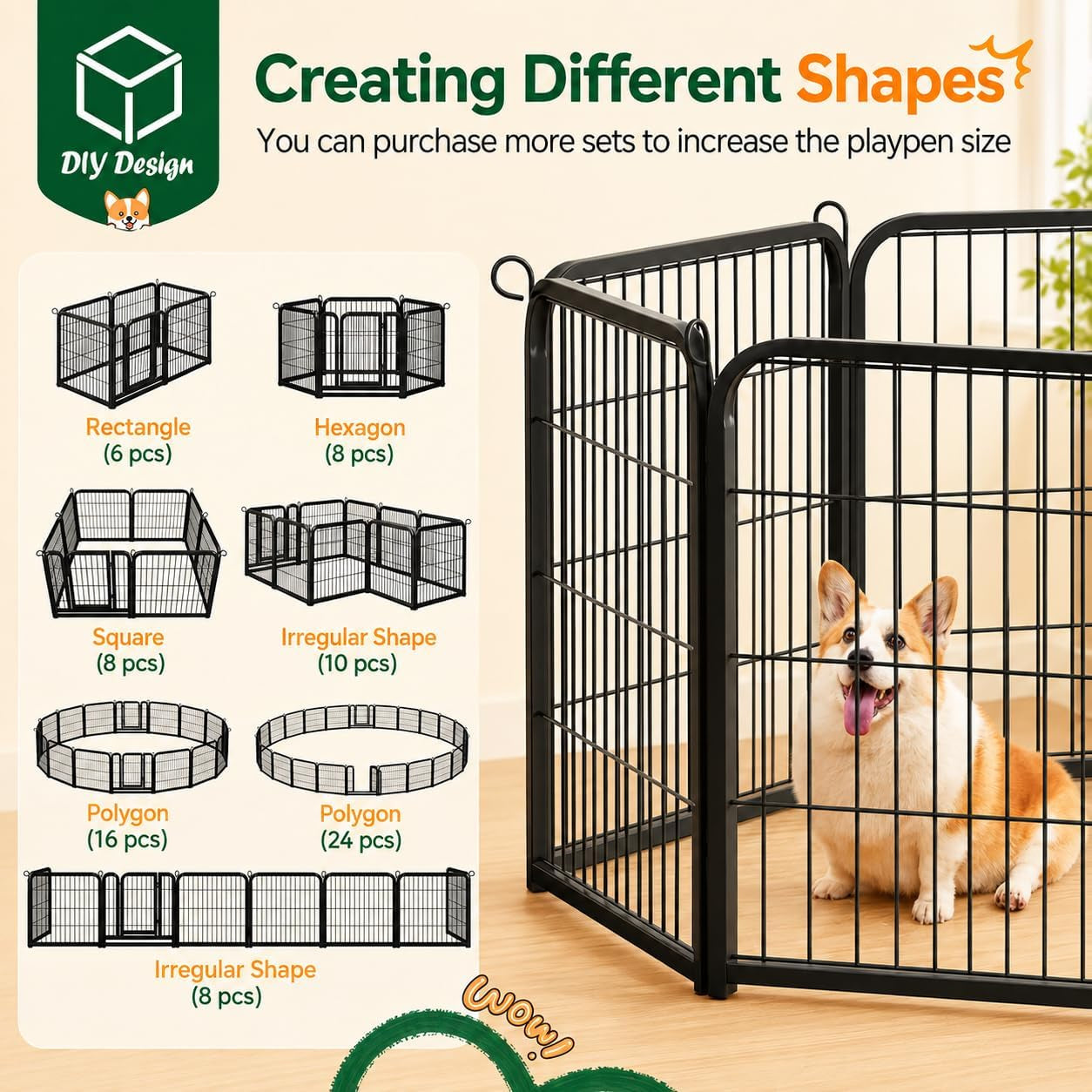 24-Inch Dog Playpen with 16 Panels - Indoor and Outdoor Pet Fence for Home, Yard, and Camping