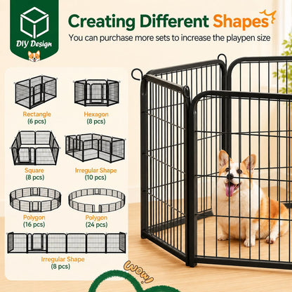 24-Inch Dog Playpen with 16 Panels - Indoor and Outdoor Pet Fence for Home, Yard, and Camping