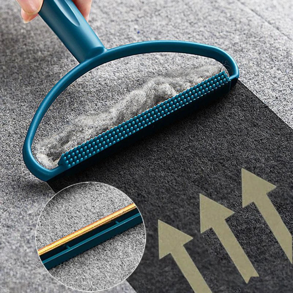 Portable Double-Sided Silicone Pet Hair Remover Brush for Sweaters and Wool Coats